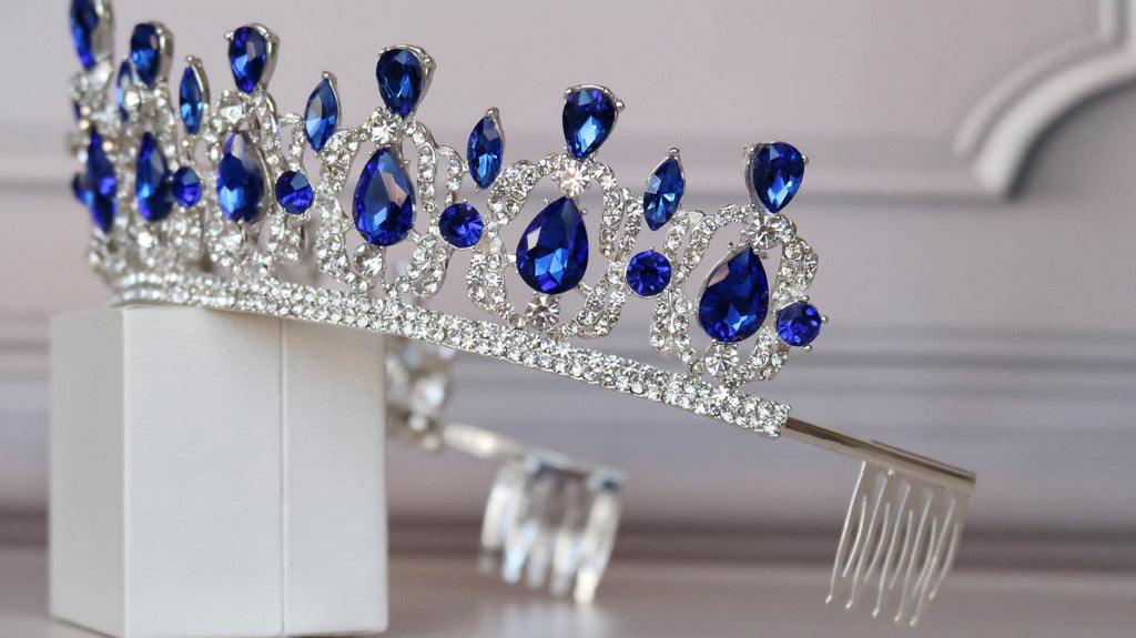 Blue Sapphire crown, Tiara for Blue Wedding,