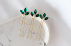 Emerald Green Pearl Hair Pins, Set of 3 Elegant Wedding Hair Accessories