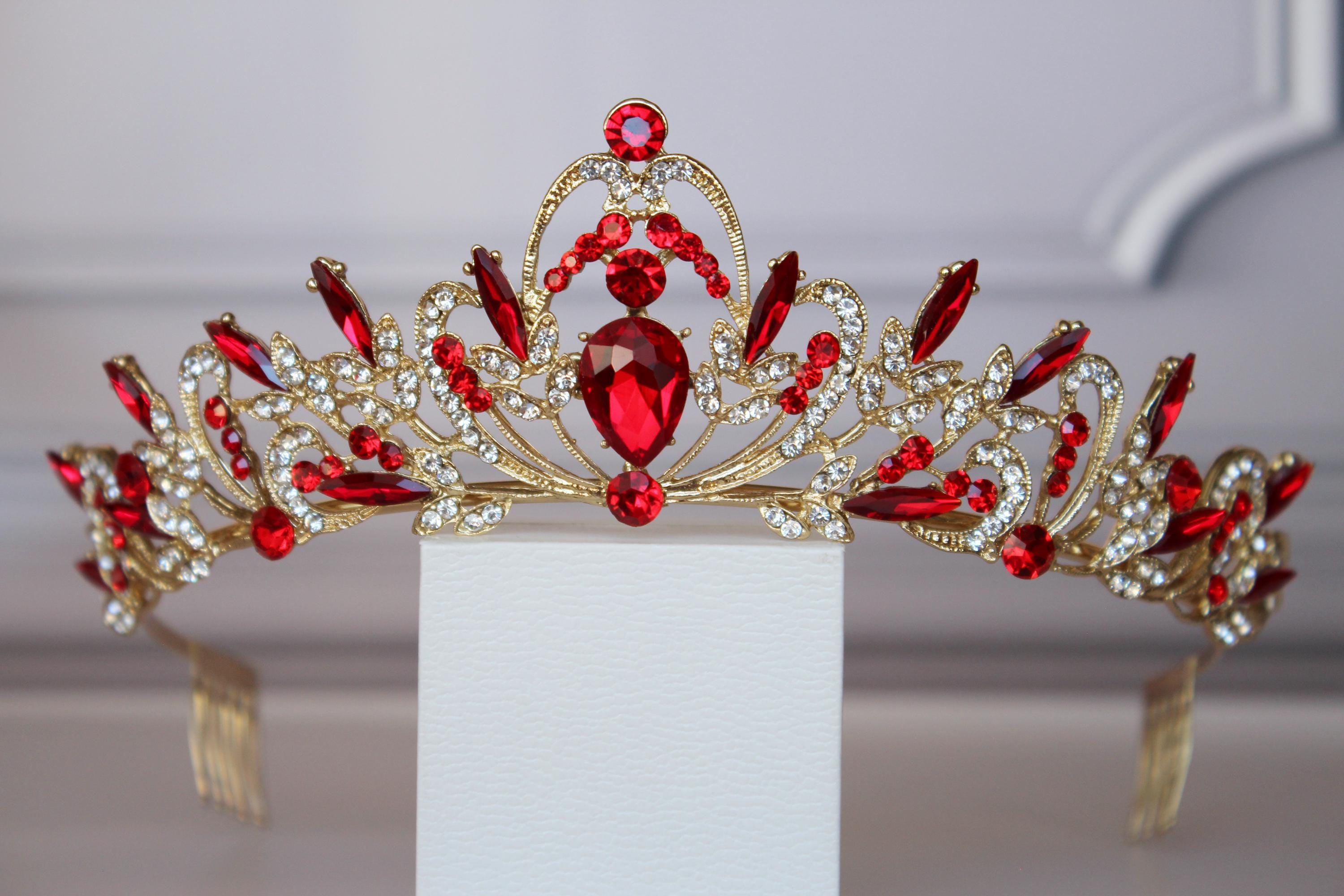 Red Gold Tiara for Girls – Ballet Dance Headpiece
