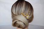 Gold Leaf Pearl Hair Pins: Bridal Rhinestone Hair Piece