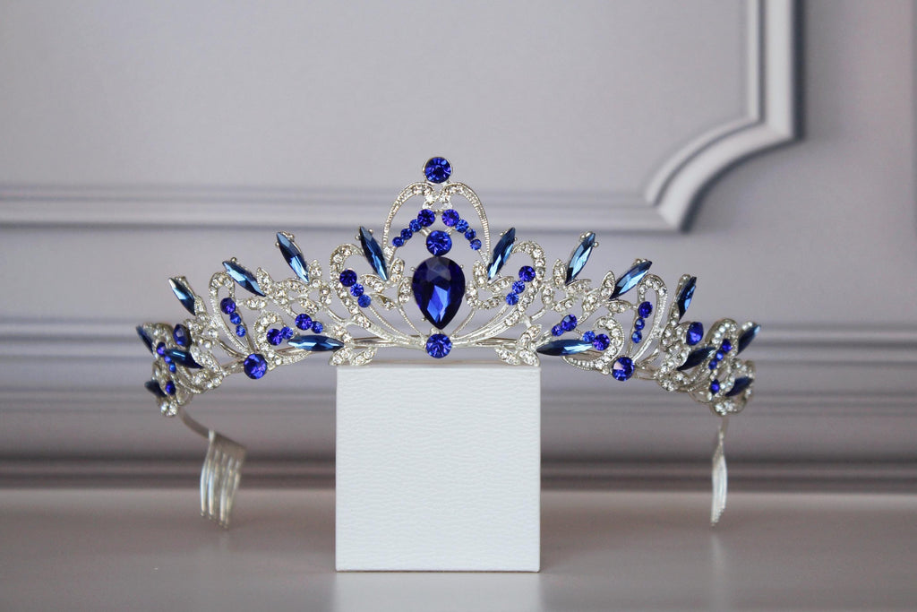 Sapphire Royal Tiara, Silver and Blue Crown for child