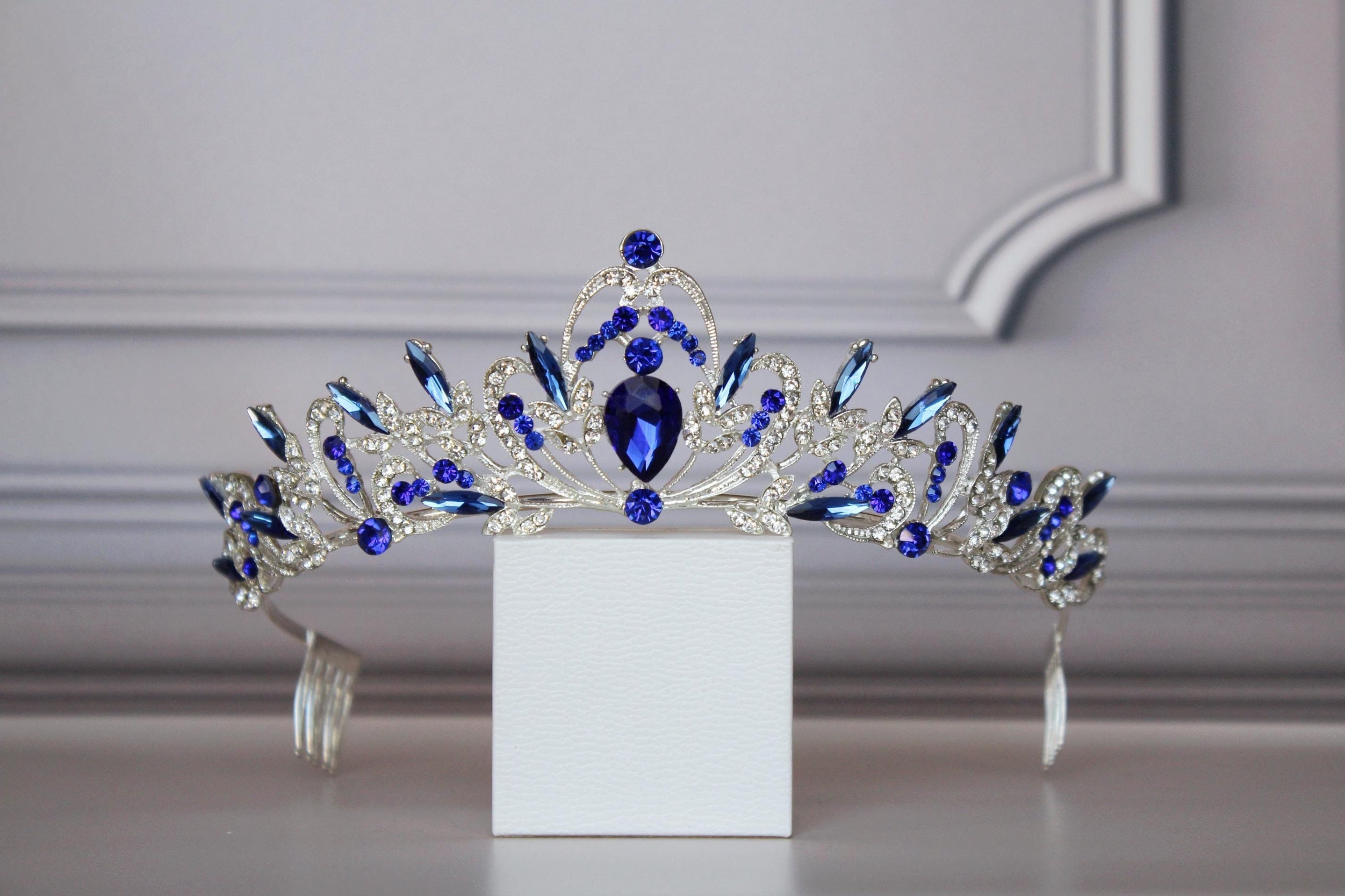 Sapphire Royal Tiara, Silver and Blue Crown for child