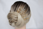 Gold Leaf Wedding Hair Pins: Pearl Bridal Hair Accessory