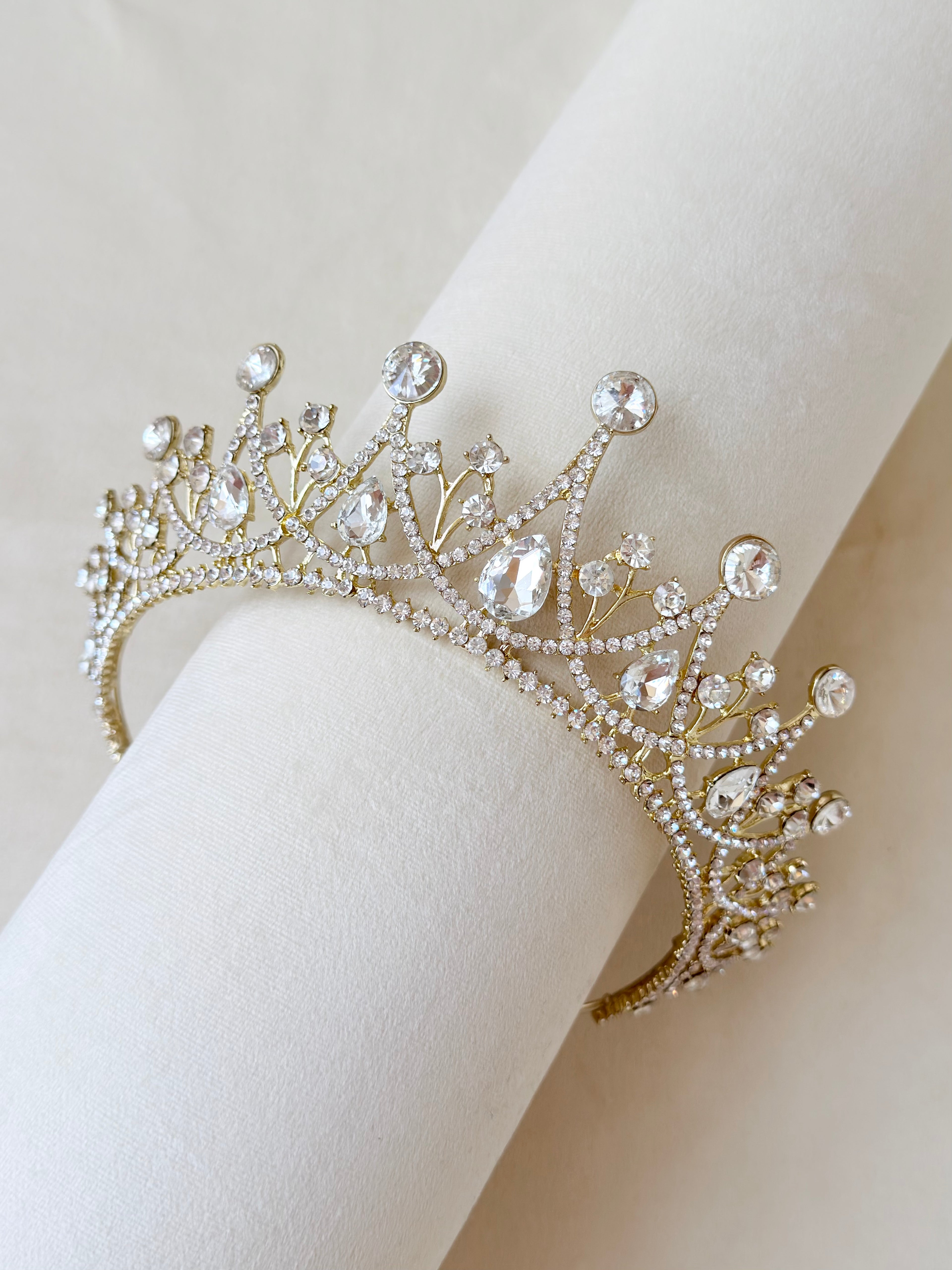 Aurora Gold Tiara – Royal Bridal Crown
