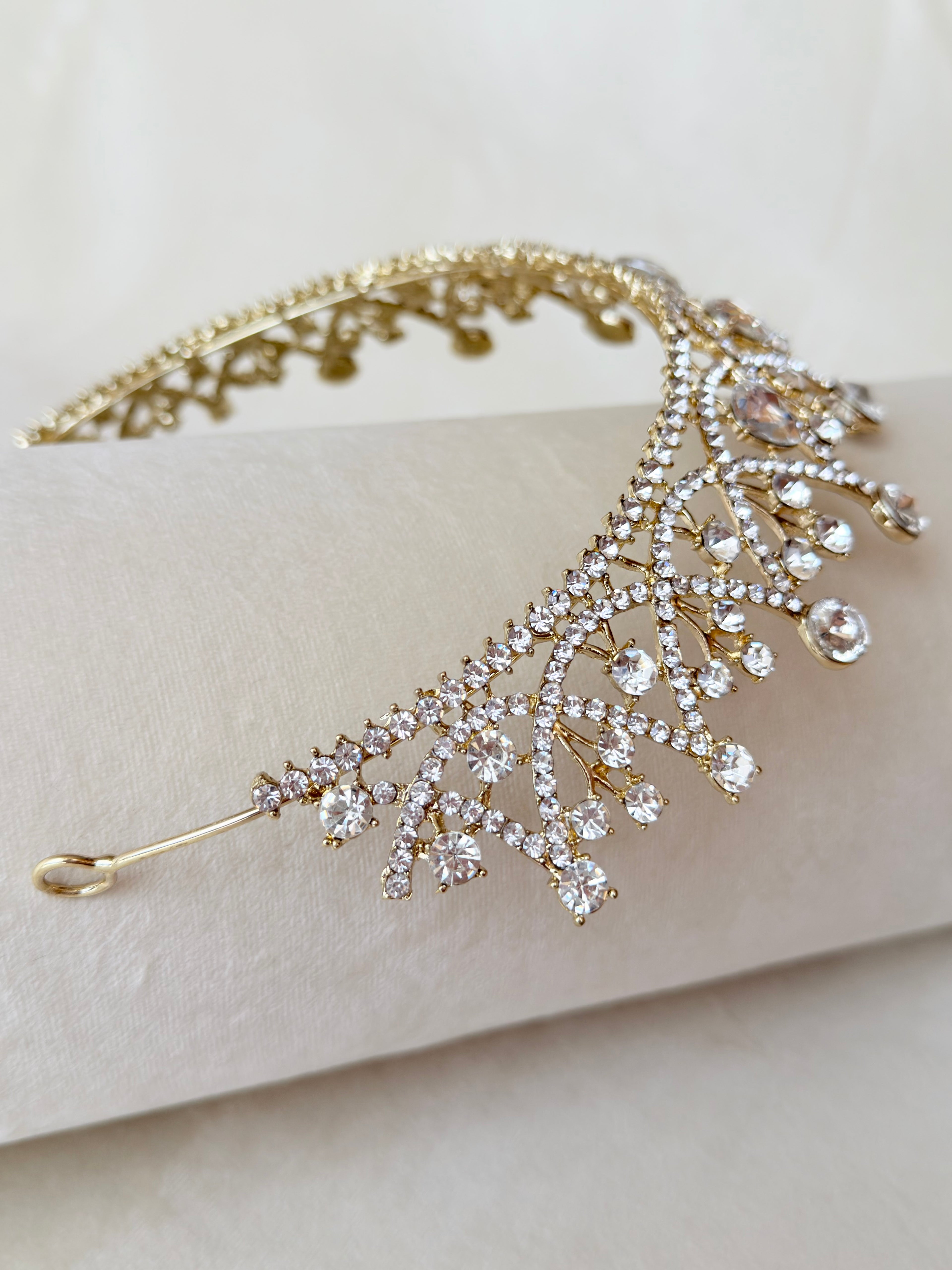 Aurora Gold Tiara – Royal Bridal Crown