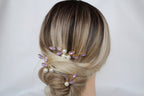 Purple Crystal Bridal Hair Pins: Lavender Wedding Hair Piece