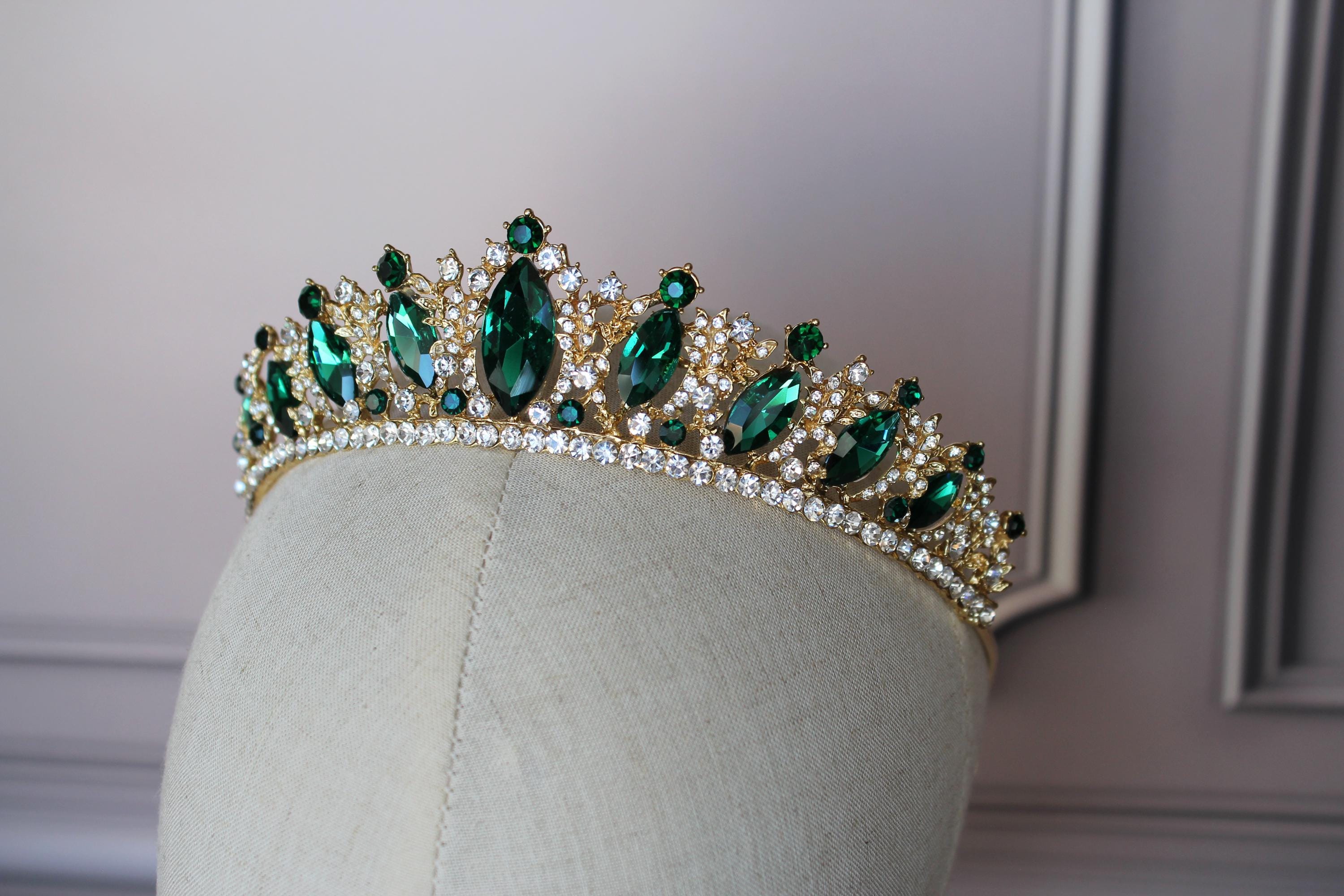Emerald Green tiara, Prom tiara, Green headband