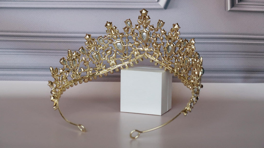 Green Emerald crown tiara, Princess tiara Flora