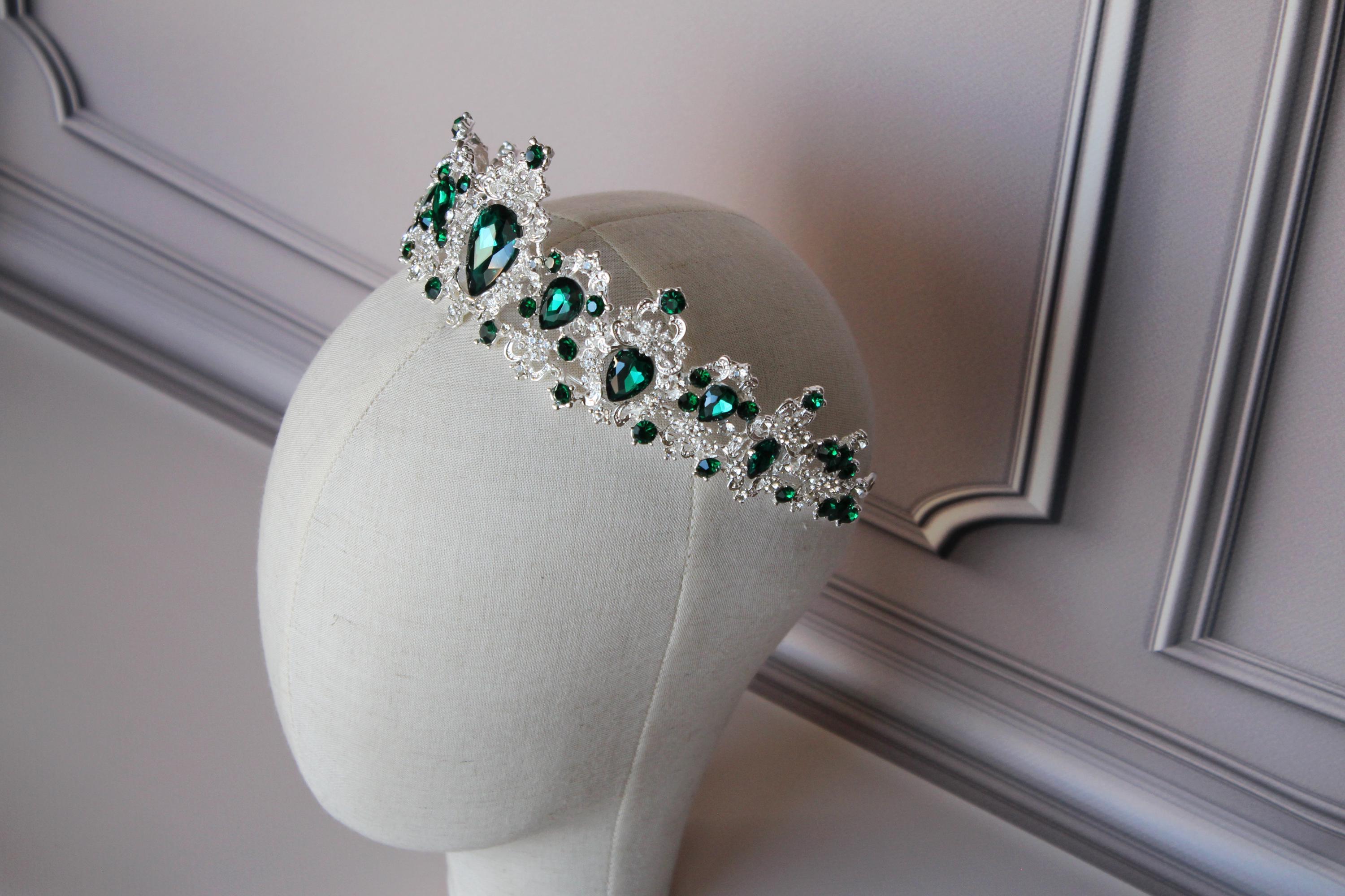 Emerald Green Rhinestone Tiara