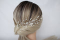 Silver Leaf Hair Vine, Pearl Wedding Hairpiece, Gold Bridal Headband, Rose Gold Hair Piece, Wedding Hair Accessory, Rhinestone Hair vine