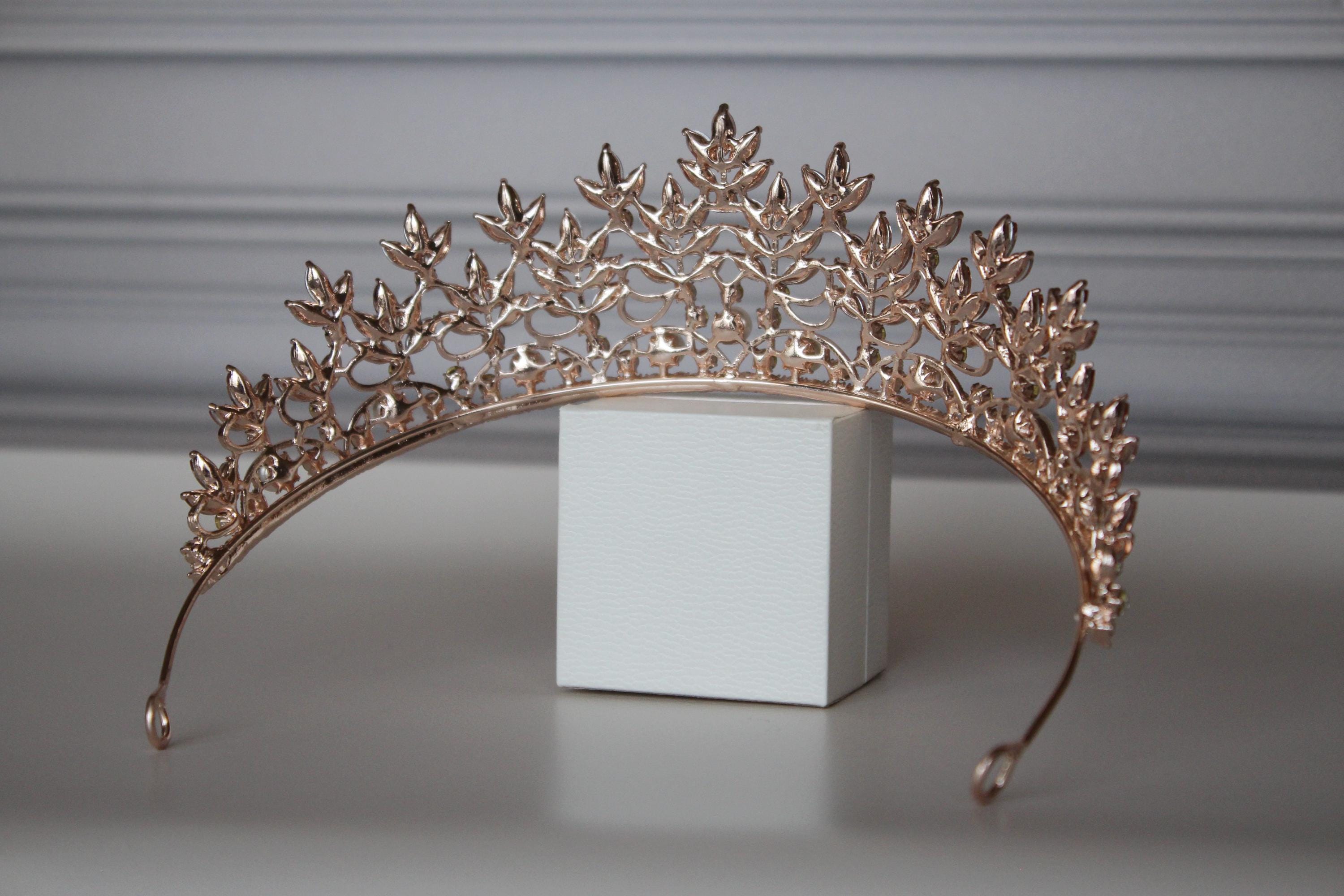 Rose Gold Tiara, Champagne Tiara, Pearl Bridal Tiara