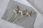 Pearl Crystal Wedding Hair Pins: Gold Bridal Hair Accessory, Set of 3