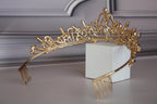 Blue and Gold Sapphire Crown, Bridal Wedding Tiara, Prom & Quinceañera Tiara