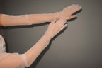 Crystal Long bridal gloves, White tulle gloves