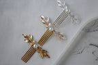 Pearl Leaf Wedding Hair Comb: Gold Bridal Hairpiece