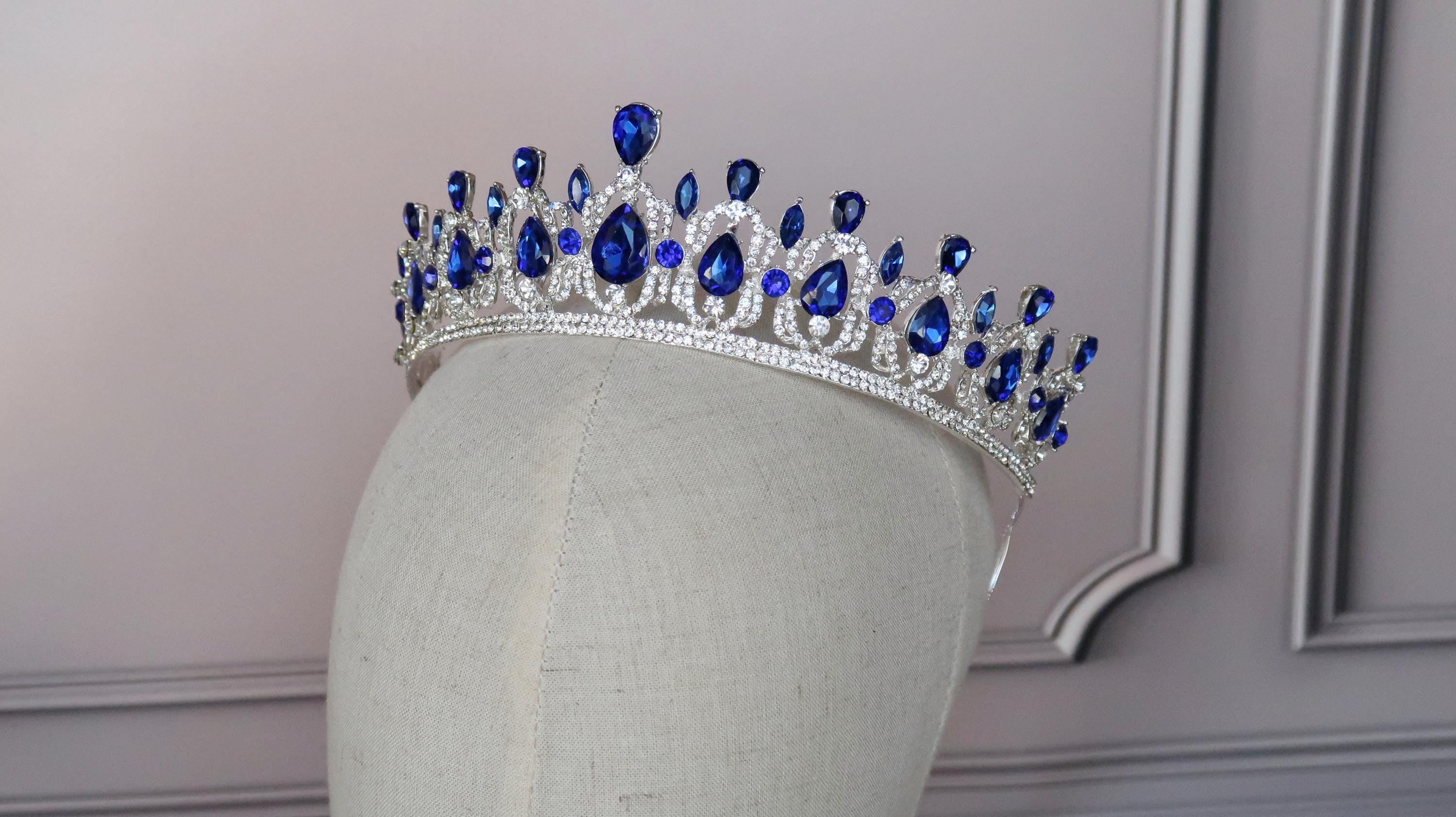 Blue Sapphire crown, Tiara for Blue Wedding,