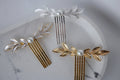 Pearl Leaf Wedding Hair Comb: Gold Bridal Hairpiece