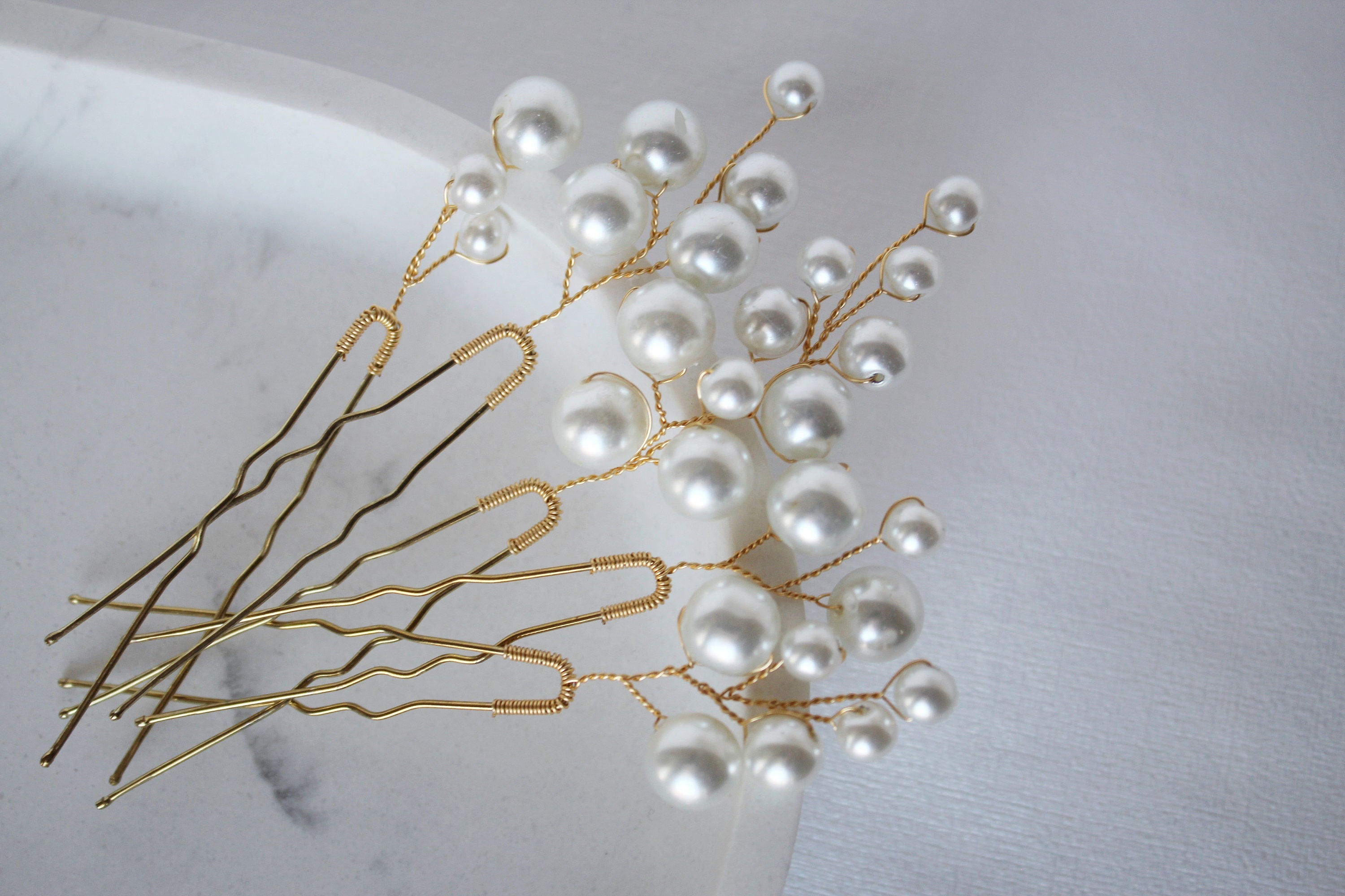 Gold Pearl Hair Pins: Bridal Wedding Hair Accessory