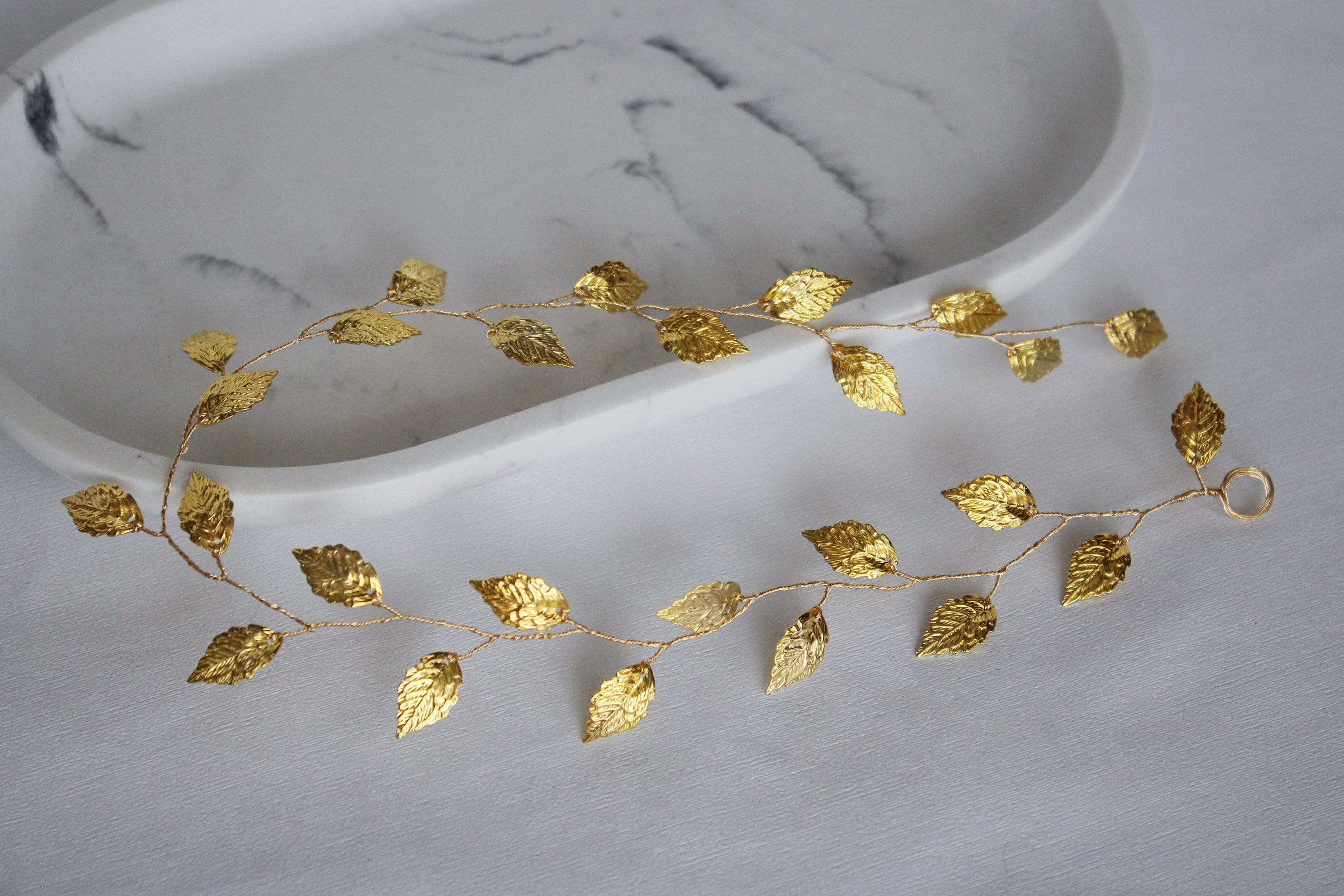 Gold Leaf Wedding Hair Vine: Bridal Headband, First Communion Wreath