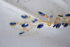 Sapphire Blue Wedding Hair Vine: Gold Bridal Hair Piece