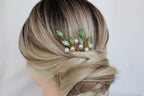 Green Opal Pearl Hair Pins: Bridal Wedding Hair Accessories