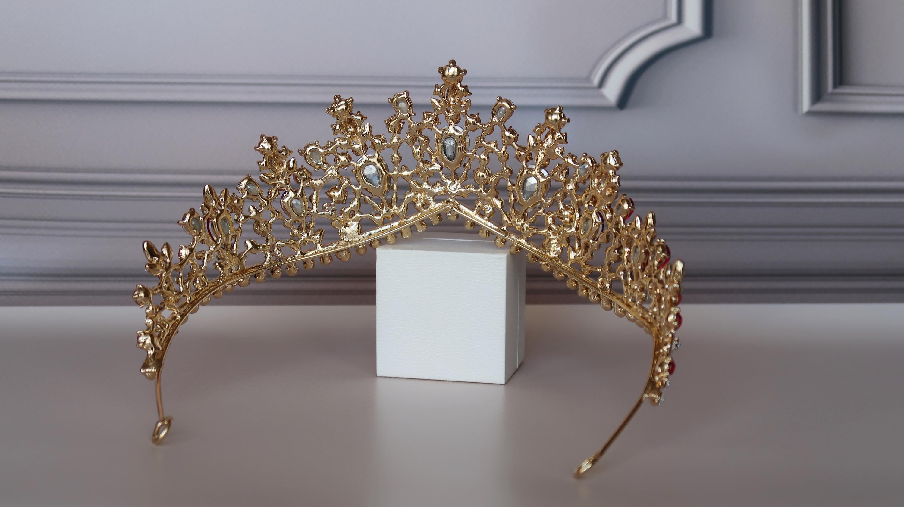 Red princess crown, Ruby quinceanera tiara
