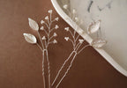 Gold Leaf Wedding Hair Pins: Pearl Bridal Hair Accessory