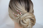 Pink Opal Crystal Hair Pins: Wedding Hair Piece