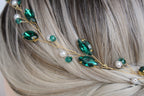 Emerald Hair Vine: Green Pearl Bridal Headpiece