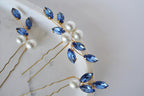 Sapphire Blue Pearl Hair Pins: Bridal Wedding Hair Piece