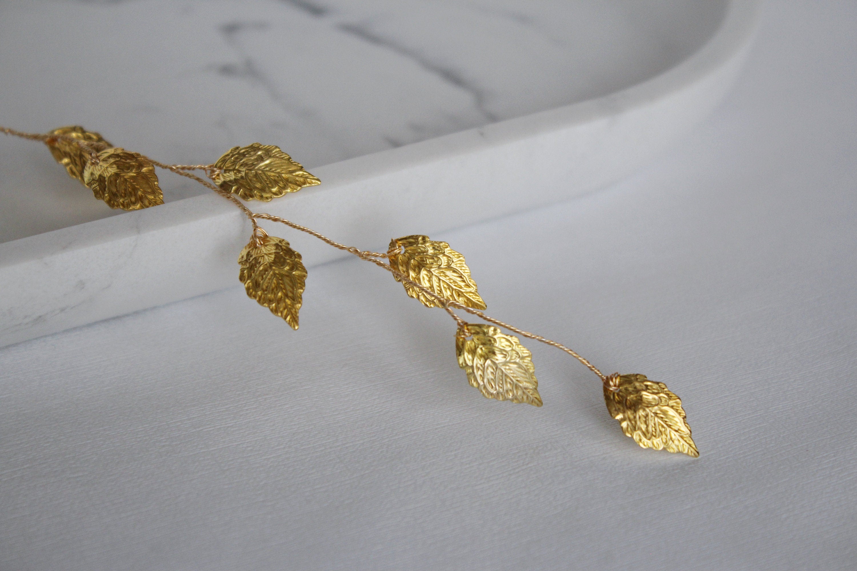 Gold Leaf Wedding Hair Vine: Bridal Headband, First Communion Wreath