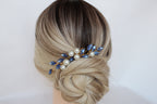 Sapphire Blue Pearl Hair Pins: Bridal Wedding Hair Piece