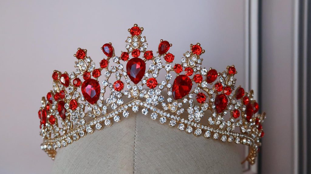 Red princess crown, Ruby quinceanera tiara