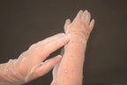 Crystal Long bridal gloves, White tulle gloves