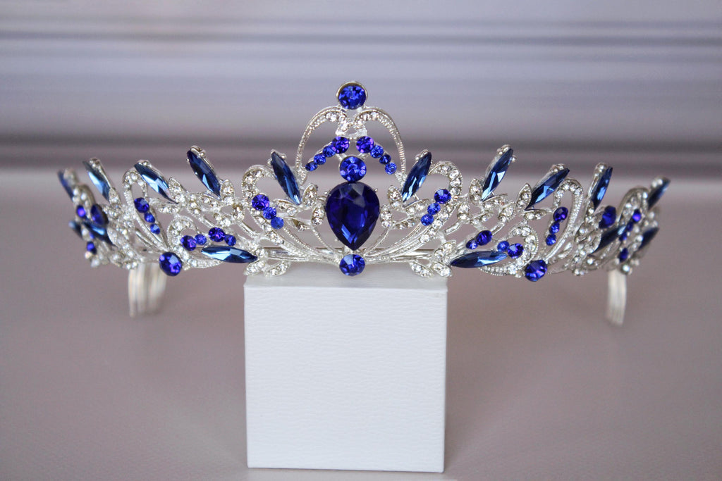 Sapphire Royal Tiara, Silver and Blue Crown for child