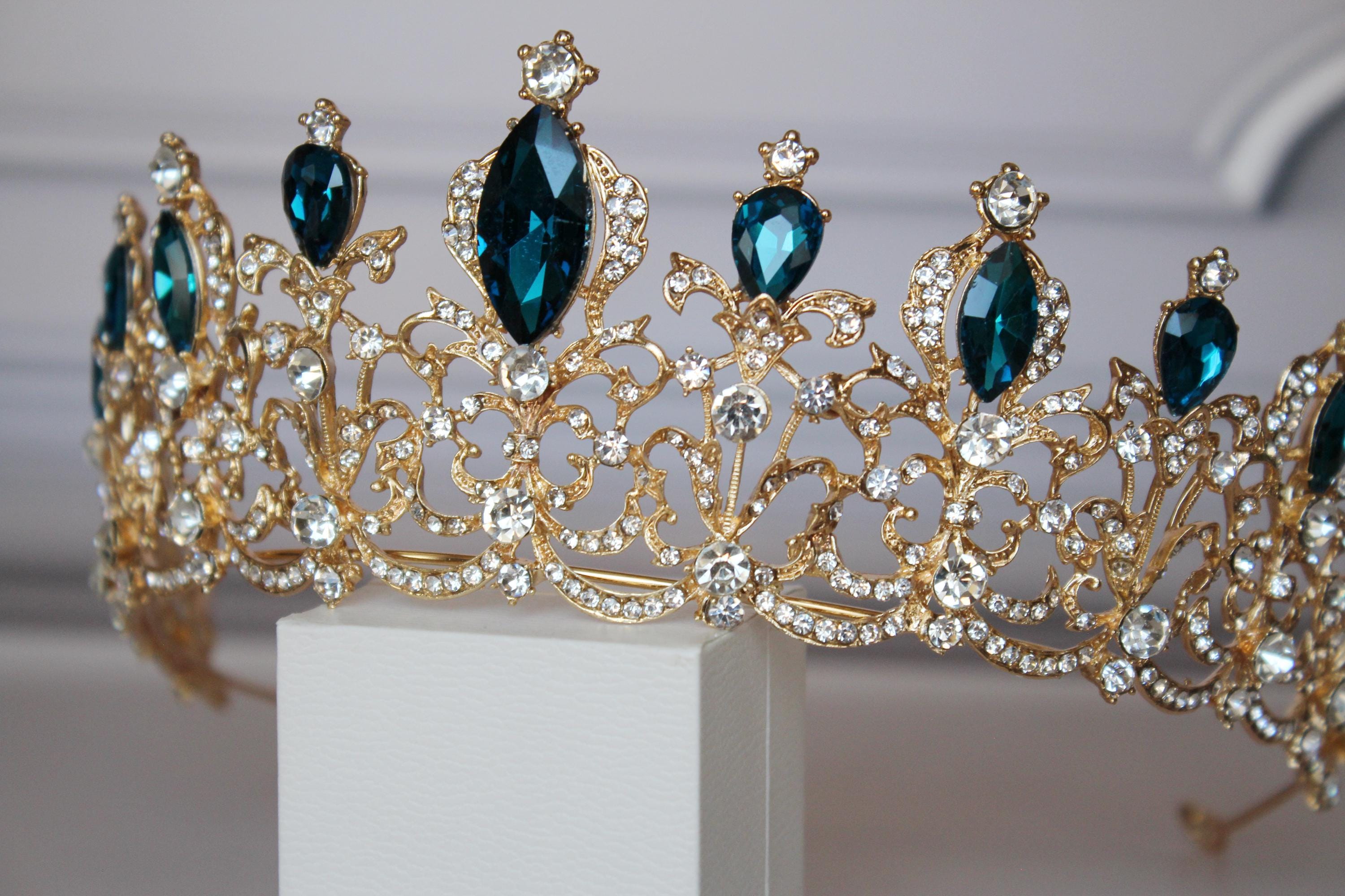 Aquamarine tiara, Blue crown, ELSA Bridal tiara
