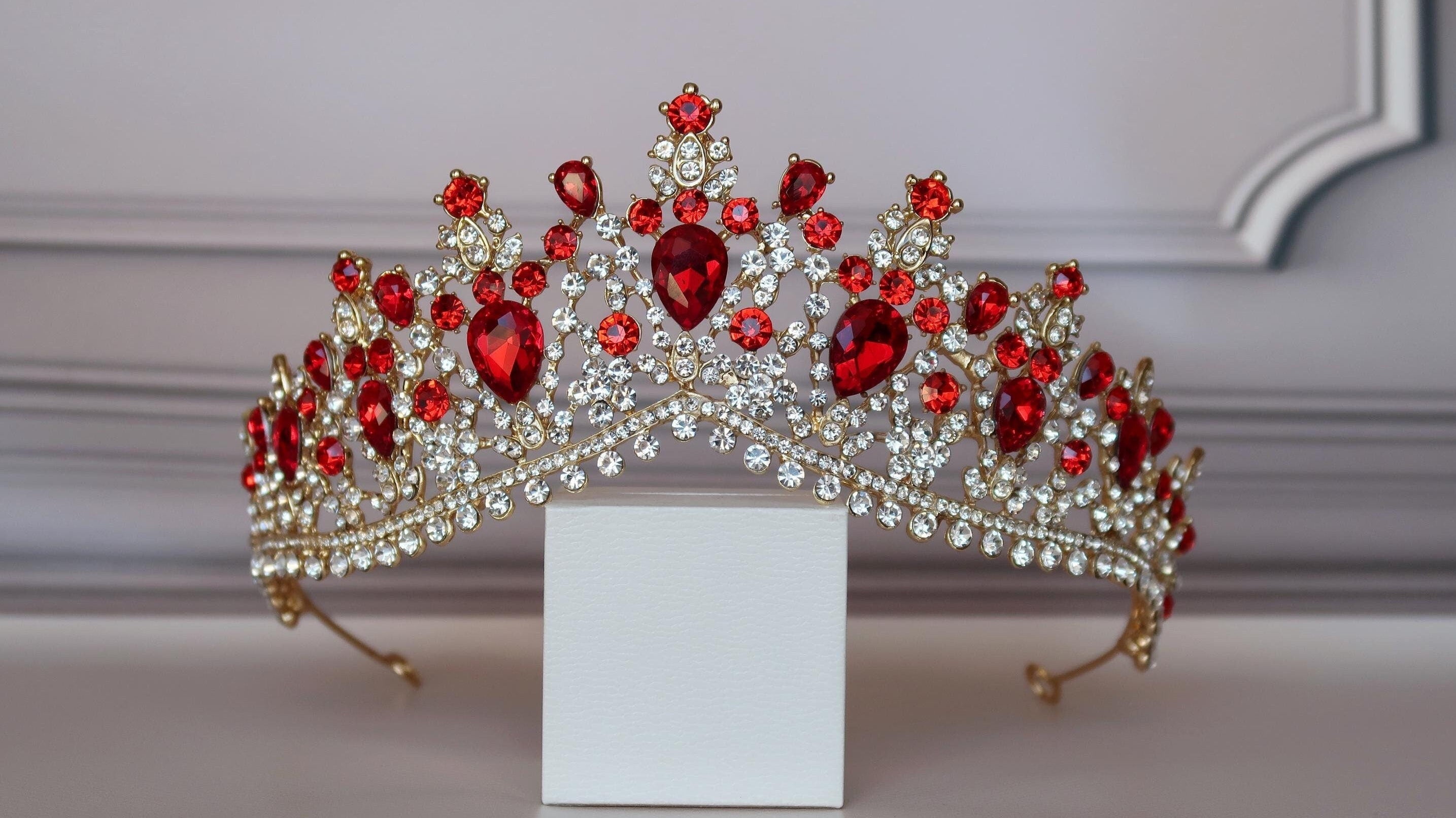 Red princess crown, Ruby quinceanera tiara
