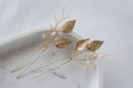 Gold Leaf Wedding Hair Pins: Pearl Bridal Hair Accessory