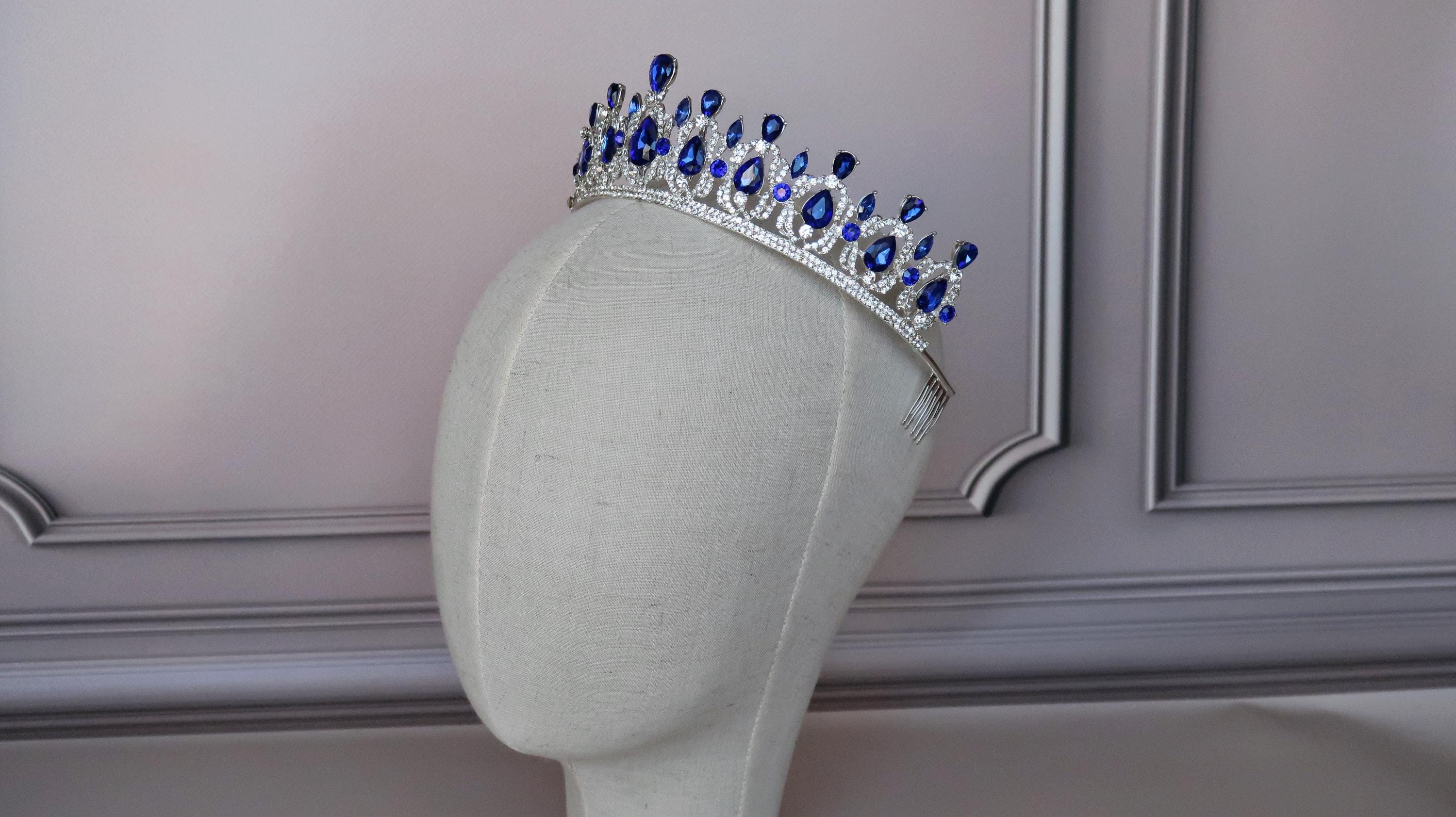 Blue Sapphire crown, Tiara for Blue Wedding,