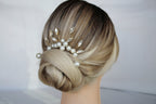 Pearl Wedding Hair Pins: Gold Bridal Crystal Hair Piece Set
