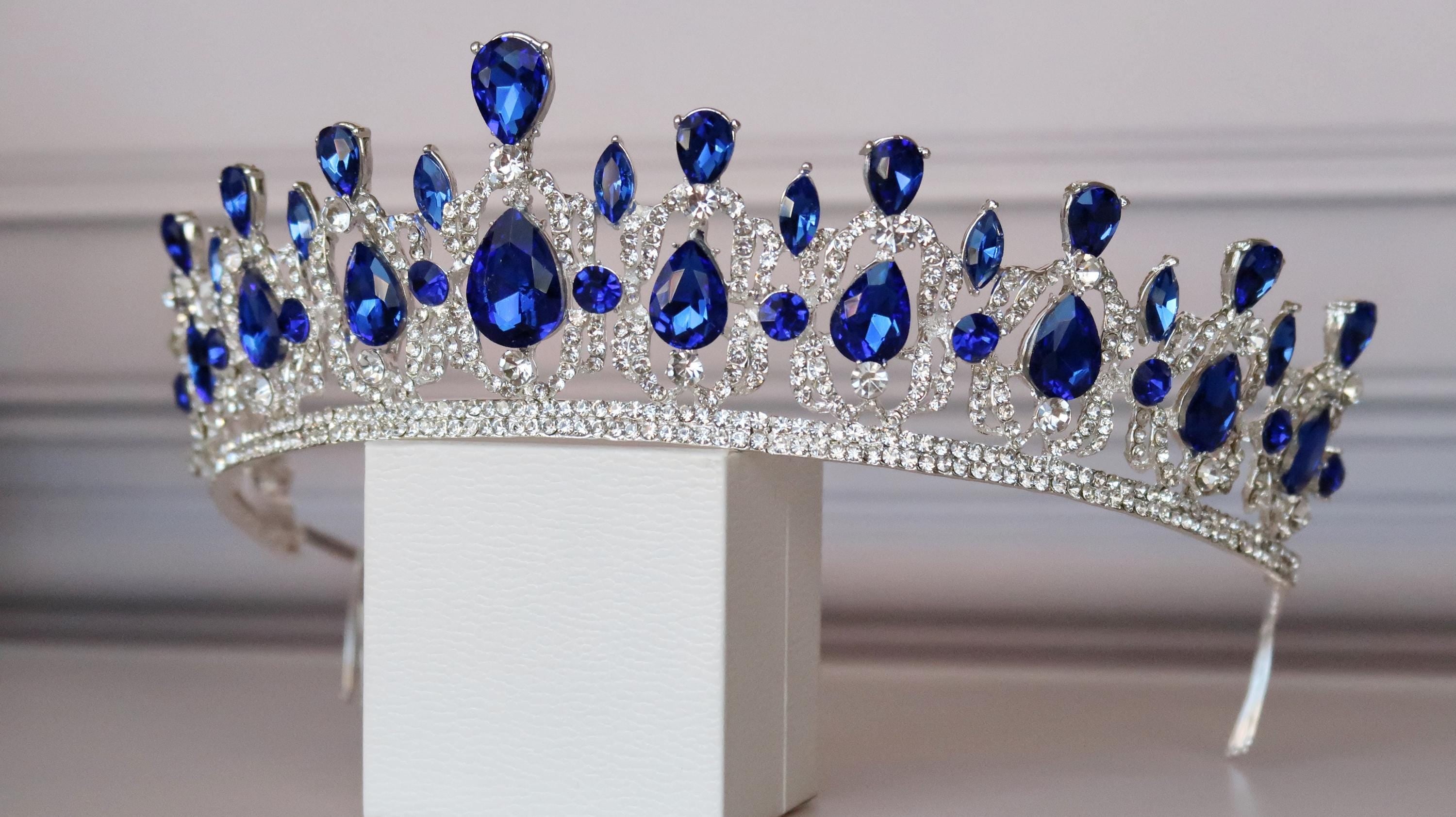Blue Sapphire crown, Tiara for Blue Wedding,