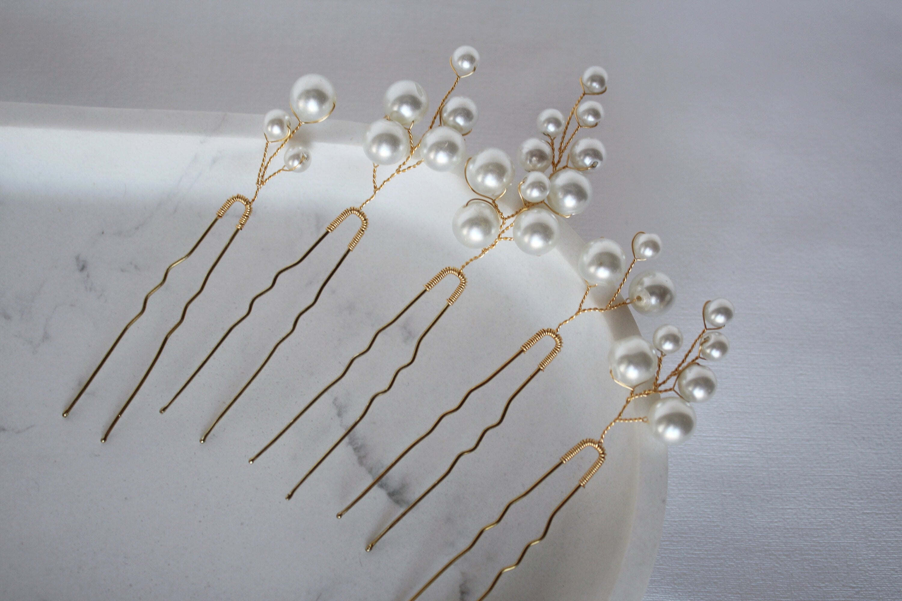 Gold Pearl Hair Pins: Bridal Wedding Hair Accessory