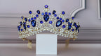 Sapphire Blue gold crown, Quinceanera tiara