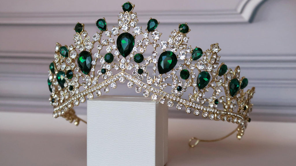 Green Emerald crown tiara, Princess tiara Flora