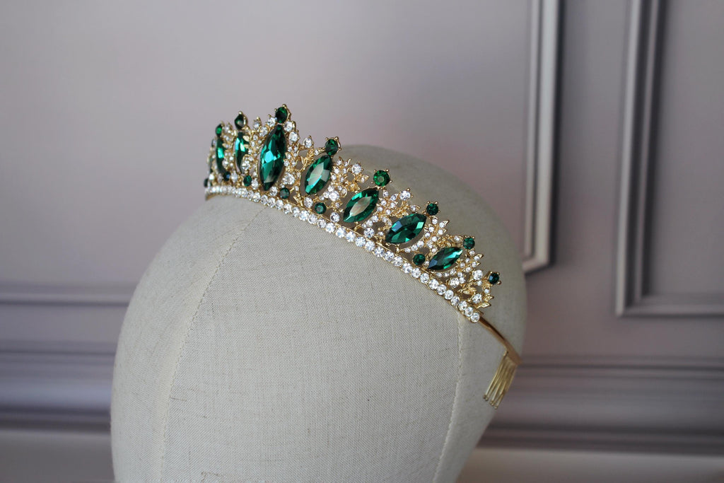 Emerald Green tiara, Prom tiara, Green headband