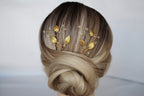 Gold Leaf Wedding Hair Pins: Crystal Bridal Hair Piece Set