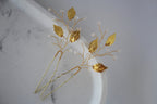 Gold Leaf Wedding Hair Pins: Crystal Bridal Hair Piece Set