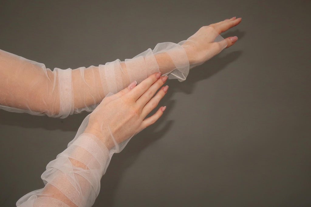 Minimalist Fingerless Gloves, Long Bridal Gloves