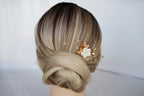 Gold Flower Wedding Hair Comb: Rhinestone Pearl Bridal Hairpiece