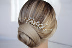 Pearl Wedding Hair Comb: Gold Bridal Hairpiece